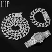 Hip Hop 3pcs/kit 20MM Full Iced Out Paved Rhinestones Miami Curb Cuban Chain CZ Bling Rapper Necklaces For Men Jewelry 2024 - buy cheap