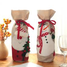 Рождественские Чехлы для винных бутылок, праздничные Чехлы для бутылок с Санта-Клаусом, шампаном, красные рождественские настольные украшения для дома 2024 - купить недорого