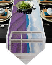 Camino de mesa con vista de ventana creativa, decoración de cocina, mantel, decoración de Navidad para el hogar, boda 2024 - compra barato