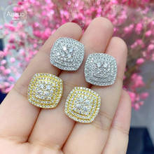 Aazuo real 18k ouro branco ouro amarelo diamantes reais 1.60ct fada grande quadrado brincos dotados para festa de casamento feminino au750 2024 - compre barato