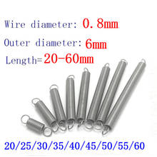 5Pcs 304 Stainless Steel Dual Hook Small Tension Spring Hardware Accessories Wire Dia 0.8mm Outer Dia 6mm Length 20-50mm 2024 - buy cheap