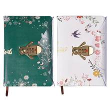 Flower Notebook with Password Lock Leather Travel Sketching Diary Planner Notepad for Business Writing 2024 - buy cheap