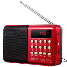 Mini rádio portátil recarregável digital k11, rádio fm, usb, tf, leitor de cartão em u, reprodutor de mp3, alto-falante 2024 - compre barato