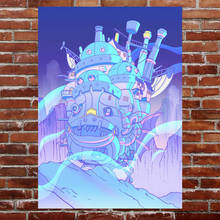 Japanese anime figure poster howls moving castle painting home room bedroom decoration canvas wall art hang a picture framed 2024 - buy cheap