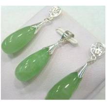 Conjunto de collar y pendientes con colgante blanco de jade verde claro Natural, joyería para fiesta de boda, moda 2024 - compra barato