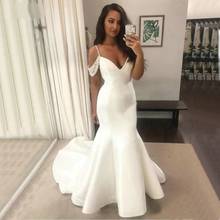 ANGELSBRIDEP V-Neck Mermaid Wedding Dresses Vestido De Noiva Sexy Spaghetti Straps Satin Simple Design Cheap Bride Dresses 2024 - buy cheap