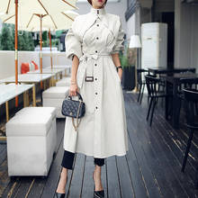 New 2021 Spring Windbreaker Women Single-Breasted Loose A-line Trench Coat Elegant Chic Sashes Outerwear Bussiness Long Trench 2024 - buy cheap
