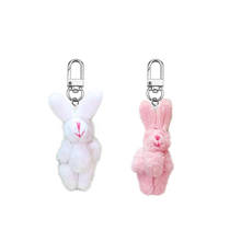 Cute Girls Fluffy Fur Rabbit Couple Keychain Women Pompon Bunny Keychain Female Bag Car Trinket Jewelry Wedding Party Gift 2024 - buy cheap