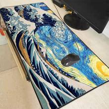 Mairuige High Quality Japanese Wave Art High Speed Large Lock Edge Washable Gaming Mousepad Size for  300*800 and 400*900*2mm 2024 - buy cheap