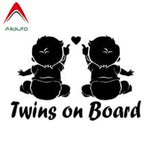 Aliauto Personality Lovable Car Sticker Twins on Board Super Waterproofing Vinyl Sunscreen Anti-UV Decal Black/Silver,19cm*12cm 2024 - buy cheap