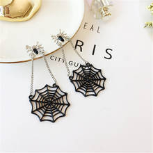 Creative Halloween Spider Web Pendant Earrings Ear Studs Black Silver Color Chains Trendy Jewelry Women Gril 2024 - buy cheap