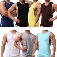 Men Tank Tops Sexy Split Side Sleeveless Undershirts Loose Gym Sports Fitness Vest Sleepwear Singlet Bodybuilding Workout Shirts 2024 - buy cheap