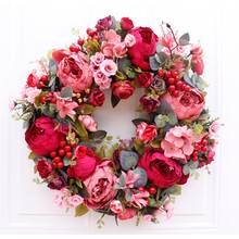 45/45/50cm Christmas Decoration Artificial Flower Wreath Peony Wreath  Spring Round Wreath For The Front Door Wedding Home Decor 2024 - buy cheap