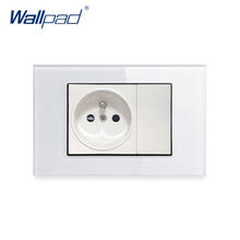 Wallpad-Toma de corriente de pared eléctrica para el hogar, Panel de vidrio templado de lujo, enchufe europeo y francés, 16A, CA 110-250V 2024 - compra barato