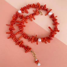 Gargantilla de piedra Natural para mujer, collares de perlas naturales de agua dulce, joyería Bohemia, color rojo, amarillo, rosa, blanco, coral 2024 - compra barato