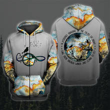 Color cloud graffiti bird print fashion 3D men's zipper hooded sweatshirt 2024 - buy cheap