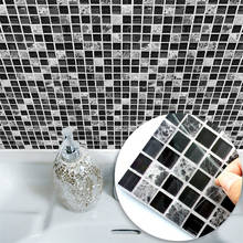 Pegatinas de pared de mosaico negro para baño, decoración de muebles de cocina, papel tapiz autoadhesivo impermeable, fácil de limpiar, Mural DIY 2024 - compra barato