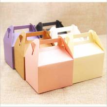 25pcs/lot Cake Box And Packaging Colored Kraft Paper Box With Handle Small Candy Gift Box For Wedding Christmas Party Package 2024 - buy cheap