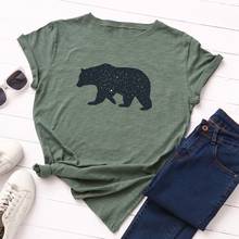 Женская футболка из 100% хлопка размера плюс, топ с графическим рисунком, женские топы с коротким рукавом, футболки с изображением животных, забавная Футболка с принтом медведя, уличная одежда 2024 - купить недорого