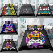 Conjunto de cama de confortáveis para meninos, conjunto moderno de cama king/queen com edredon e capa de vídeo game para crianças 2024 - compre barato