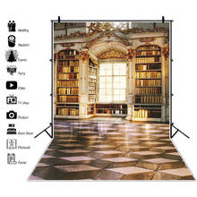 Laeacco Old Library Arch Bookshelf Checkered Floor Photography Backgrounds Retro Style Portrait Photo Backdrops Grunge Photozone 2024 - buy cheap