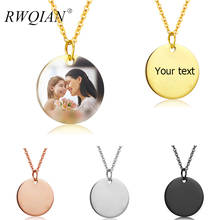 4 Color Personalized Photo Necklace Stainless Steel Pendant Customized Round Locket Engraving Name/ Date Women Men Photo Jewelry 2024 - buy cheap