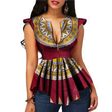 Ropa Africana Top Dashiki estampado Sexy Ankara de talla grande S-2XL, camisetas étnicas de manga corta, vestido africano para mujer 2021 2024 - compra barato