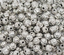 DoreenBeads Copper Spacer Beads Pumpkin silver color Stripe Pattern color About 3mm(1/8")Dia,Hole:Approx 0.7mm,15 Pieces 2024 - buy cheap
