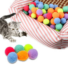 Bola de felpa elástica para gato, juguete interactivo de colores con Pompón, suministros para masticar 2024 - compra barato