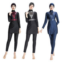 Arab Islamic Muslim Swimwear Women Hooded Swim Wear Bathing Burkini 3 Piece Suits Hijab Swimsuit Modest Swim Surf Wear Sport 2024 - buy cheap