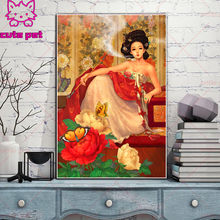 5d diy pintura diamante japonês mulher artesanal casa decoração broca cheia ponto cruz strass diamante bordado presente do feriado 2024 - compre barato