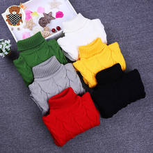 Children's Sweater 2022 Autumn Winter Girls Boys Turtleneck Pullovers Kids Knitted Stretch Bottoming Shirt 2024 - buy cheap