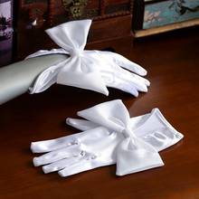 2pc/ lot New ivory short Big bow lady girl Sweat  finger bridal wedding gloves performace gloves free shipping 2024 - buy cheap