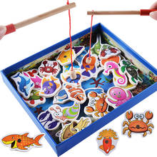 Crianças de Pesca Magnética de Madeira Brinquedos Educação Precoce Desenvolvimento Brinquedos de Banho De Peixe Pesca Presentes Das Crianças 2024 - compre barato
