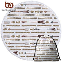 BeddingOutlet Aztec Beach Towel Round Ethnic Arrows Microfiber Bath Towel Geometric Tribal Beach Mat Bohemian Blanket 150cm 2024 - buy cheap