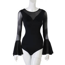 Топ женский сетчатый для бальных танцев, одежда черная для латиноамериканских тренировок, дизайнерская одежда с длинным рукавом для танго, сатге, JL2630 2024 - купить недорого