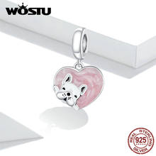 WOSTU Real 925 Sterling Silver Puppy with Love Pendant Charm for Original Silver Bracelet or Necklace Fine Jewelry FNC360 2024 - buy cheap