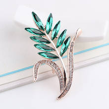 TODOX Man Brooches NEW Fashion gold Zinc Alloy color crystal plant green exquisite flower pins hot sale New year  Gift for man 2024 - buy cheap