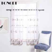 TONGDI Home Kitchen Children Curtains Cartoon Doggie Embroidery White Tulle Valance Decoration For Window Kitchen Dining Room 2024 - buy cheap