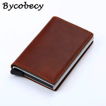 2021 Men Leather Rfid Card Holder Wallets Business Aluminium ID Credit Card Case Vintage Smart Purse Small Money Bag For Women 2024 - buy cheap