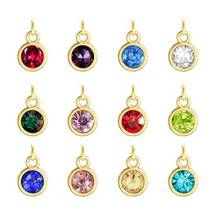 24PCS/lot Bling Gold Color Birthstone Hang Pendant Charms With Open Ring Fit For Diy Floating Locket Charms Keychain 2024 - buy cheap