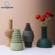 Strongwell Creative Screw Pattern Ceramic Vase Dry Flower Arrangement Vases Home Living Room Decoration Crafts TV Cabinet Decors 2024 - buy cheap