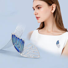 Broche esmaltado de borboleta azul, broche para vestido de lapela, joia fashion, cachecol, fivela, acessórios para mulheres 2024 - compre barato