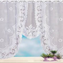 Europeu branco rendas sheer cortinas para cozinha janela de tule divisores café cortina quarto cortinas romanas 2024 - compre barato