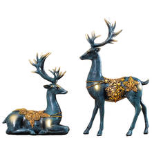 2Pcs/Set Deer Figurines Animal Statues Wedding Gifts Home Decoration Crafts Office Living Room Bedroom Desktop Ornament 2024 - buy cheap