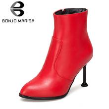 BONJOMARISA Large Size 50 Brand Female Boots Pointed Toe Super High Heels Boots Women Spring Autumn Solid Fashion Shoes Woman 2024 - buy cheap