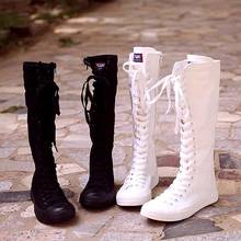 Botas altas de lona para mujer, zapatos informales con cremallera, estilo coreano, 2020 2024 - compra barato