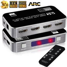 4K HDMI 2,0 переключатель 4x1 hdmi 4 порта В1 выход с аудио HDMI 2,0 HDMI аудио экстрактор ARC цифровой оптический toslink SPDIF 2024 - купить недорого
