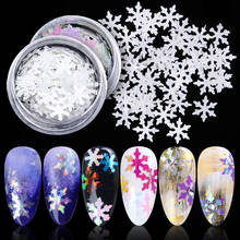1 box Holo Glitter Snowflakes Nail Art Sequins Christmas Snow Paillettes Nail Flakes White Laser Powder DIY Decorations BEX1-30 2024 - buy cheap
