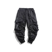 Techwear Black Ribbons Cargo Pants Men Hip Hop Tactics Harajuku Streetwear Loose Ankle-length Trousers Multi-Pocket Male Joggers 2024 - buy cheap